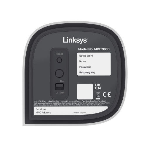 Linksys Velop Pro 7 Tri-band (2.4 GHz / 5 GHz / 60 GHz) Wi-Fi 7 (802.11be) White 5 Internal