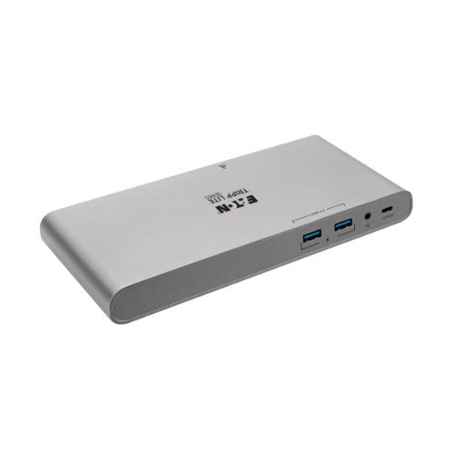 Tripp Lite U442-DOCK4-INT USB-C Dock, Triple Display - 4K HDMI/DisplayPort, VGA, USB 3.x (5Gbps), USB-A/C Hub Ports, GbE, 100W PD Charging, EU/UK Power Supply