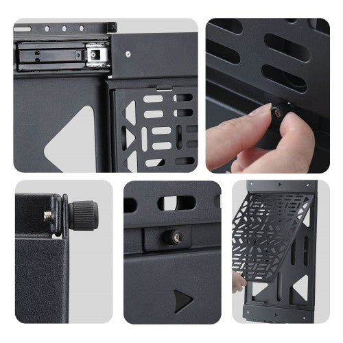 StarTech.com Slide-Out AV Component Storage Panel, Cable Box and Accessories Mounting, 22lb (10kg) Max, Behind-TV Media Wall Mount, Sliding Design for Easy Access
