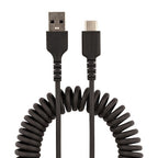 StarTech.com 3.3ft (1m) USB-A to USB-C Fast Charging Cable, Rugged, Coiled, Charge & Sync, 3A, USB 2.0, TPE Jacket and Aramid Fiber - USB Charging Cord
