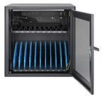 Manhattan Laptop Charging Cabinet Desktop via AC Adapter (UK) x10 Bay, Install device's AC Adapter (power cables) into unit, Suitable for ALL laptops (to 15.6"), iPads, MacBooks, Chromebooks, other USB-C devices, Bays 380x30x280mm, Cart, Lockable