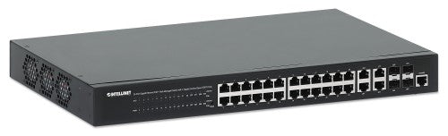 Intellinet 24-Port Gigabit Ethernet PoE+ Web-Managed Switch with 4 Gigabit Combo Base-T/SFP Ports, IEEE 802.3at/af Power over Ethernet (PoE+/PoE) Compliant, 370 W, Endspan, 19" Rackmount (with UK power cord)