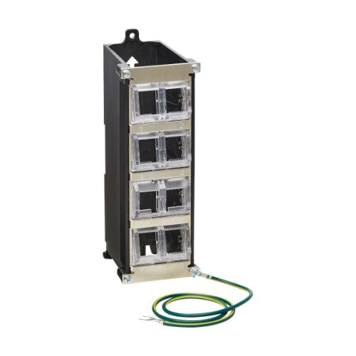 Tripp Lite N063-008-ENC 8-Port Metal DIN-Rail Mounting Keystone Patch Panel with Grounding, Black/Silver, TAA