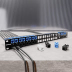 Intellinet 19" 48-Port Shielded Blank Patch Panel, 1U, Unloaded 19-inch Rackmount Keystone Panel for High-density Installations, Removable Cable-Management Bar, Black