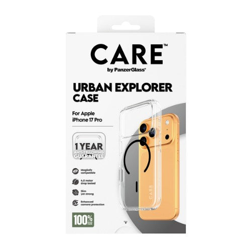 PanzerGlass CARE by ® Flagship Case Transparent Urban Explorer w. Black MagSafe iPhone 17 Pro