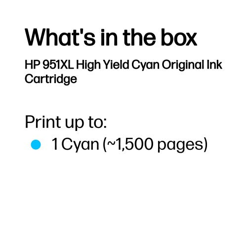 HP CN046AE/951XL Ink cartridge cyan high-capacity, 1.5K pages ISO/IEC 24711 24ml for HP OfficeJet Pro 8100/8610/8620