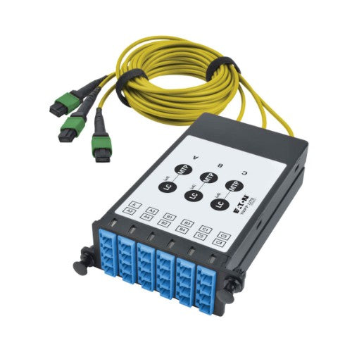 Tripp Lite N482-3M8L12S-B 40/100Gb Fiber Breakout Cassette with Built-In MTP Cables, 40Gb to 4 x 10Gb, 100Gb to 4 x 25Gb, (x3) 8-Fiber Singlemode MTP/MPO to (x12) LC Duplex 9/125