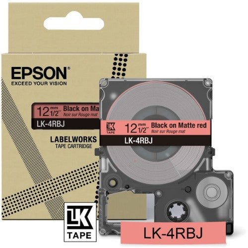 Epson C53S672071/LK-4RBJ DirectLabel-etikettes black on red matt 12mm x 8m for Epson LabelWorks LW-C 410/610