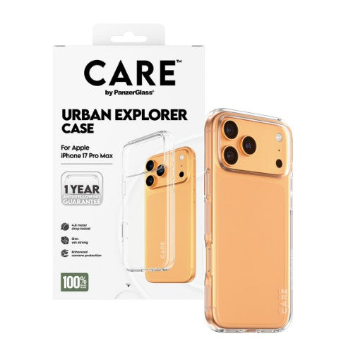 PanzerGlass CARE by ® Flagship Case Transparent Urban Explorer w. Clear Frame iPhone 17 Pro Max