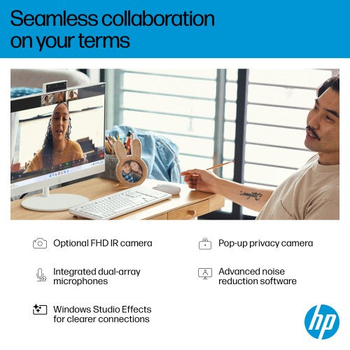 HP 27-cr2002na AI Intel Core Ultra 7 255U 68.6 cm (27") 1920 x 1080 pixels All-in-One PC 16 GB DDR5-SDRAM 1 TB SSD Windows 11 Home Wi-Fi 6 (802.11ax) AI PC White