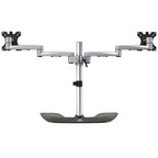 StarTech.com Dual Monitor Stand - Ergonomic Desktop Monitor Stand for up to 32" (17.6lb/8kg) VESA Displays - Free-Standing Articulating Universal Computer Monitor Mount - Adjustable Height - Silver