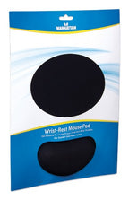 Manhattan Wrist Gel Support Pad and Mouse Mat, Black, 241 × 203 × 40 mm, non slip base, Lifetime Warranty, Card Retail Packaging