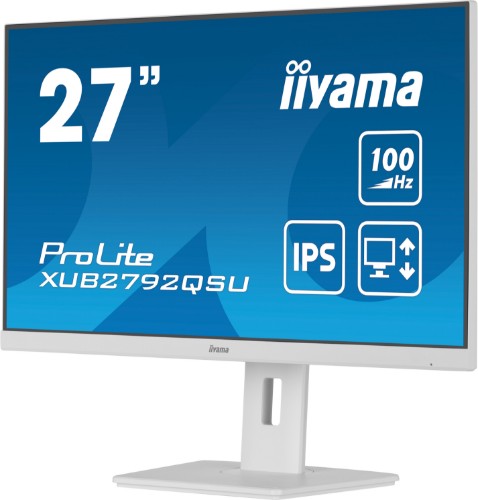 iiyama ProLite 27” QHD IPS technology panel with USB hub and 100Hz refresh rate and 150mm height adjustable stand