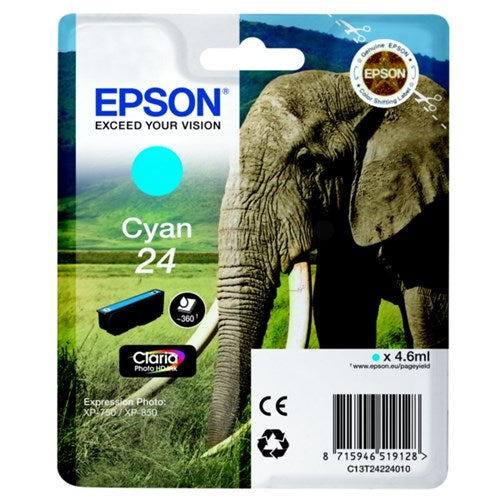 Epson C13T24224012/24 Ink cartridge cyan, 360 pages 4,6ml for Epson XP 750