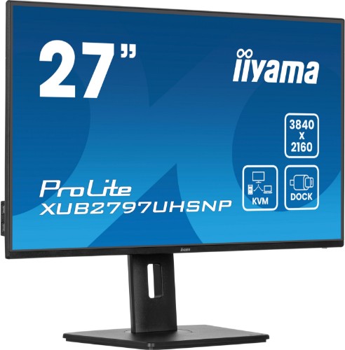iiyama ProLite 27’’ 4K IPS technology panel with RJ45 (LAN), KVM Switch and USB-C Dock with 96W power delivery