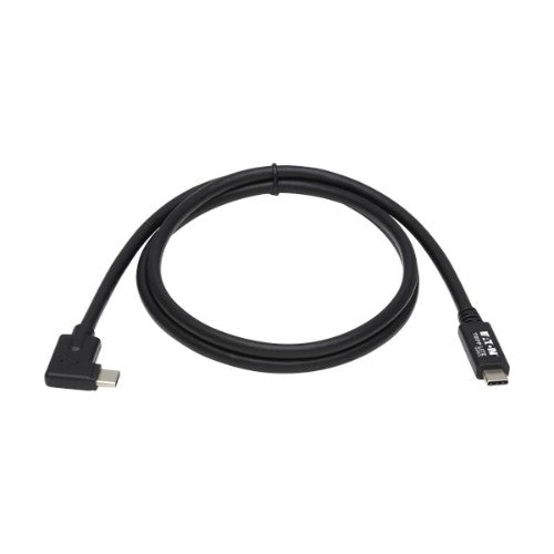 Tripp Lite U420-01M-G25ARA USB-C Cable (M/M) - USB 3.2 Gen 2 (10 Gbps), 5A (100W) Rating, Thunderbolt 3 Compatible, Right-Angle Plug, 1 m (3.3 ft.)