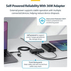 StarTech.com 4-Port USB-C and USB-A Hub, 5Gbps, Self-Powered, 2-in-1 USB-C and USB-A Host Cable, 1x USB-C and 3x USB-A (1x BC 1.2), 36W Power Adapter Included
