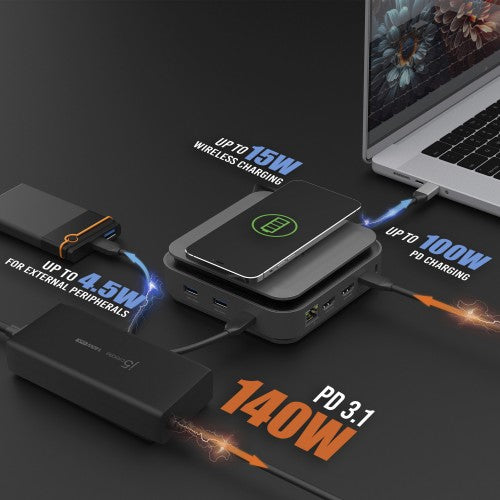 j5create JCD3199P USB-C® Dock Dual 4K HDMI™ with 140W GaN PD3.1 Power Adapter-EU, Black