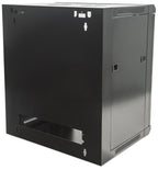 Intellinet 19" Network Cabinet - Wall Mount (Standard), 9U, 600mm Deep, Black, Flatpack, Max 60kg, Suitable also for use on desk or floor, Usable Depth 410mm, Metal & Glass Door, Back Panel, Removeable Sides, Parts for wall install (eg screws/rawl plugs)