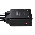 StarTech.com 2-Port USB-C Cable KVM Switch, 4K 60Hz DisplayPort Output, Compact KVM with 4ft/1.2m USB Type-C/Audio Integrated Cables, Bus Powered - Remote Push-Button/Hotkey Switching