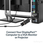 StarTech.com DisplayPort to VGA Adapter - Active DP to VGA Converter - 1080p Video - Durable - DP/DP++ Source to VGA Monitor Cable Adapter Dongle - DP 1.2 to VGA - Latching DP Connector