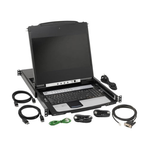 Tripp Lite B030-DP08-17D 8-Port NetDirector DisplayPort KVM Switch Console with 17 in. LCD, Dual Rail, 1U Rack-Mount
