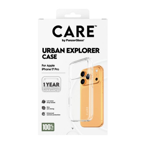 PanzerGlass CARE by ® Flagship Case Transparent Urban Explorer w. Clear Frame iPhone 17 Pro