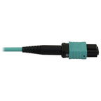 Tripp Lite N844X-01M-8L-P 40/100/400G Multimode 50/125 OM3 Fiber Optic Cable (12F MTP/MPO-PC to 4x Duplex LC/PC F/M), LSZH, Aqua, 1 m (3.3 ft.)
