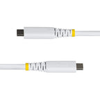 StarTech.com 50cm (1.6ft) USB4 Cable, 40Gbps, USB-IF Certified USB-C Cable, 240W PD, 8K 60Hz/4K 240Hz DP2.1 DP40, TPE Jacket, Thunderbolt 4 Compatible - White USB-C Cord