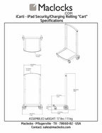 Compulocks CartiPad Duo Tablet / Laptop Charging Rolling Cart 32 Devices UK Power Plug
