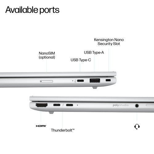 HP EliteBook 8 G1a Next Gen AI PC Wolf Pro Security Edition Copilot+ PC AMD Ryzen AI 5 340 Laptop 35.6 cm (14") Touchscreen WUXGA 16 GB DDR5-SDRAM 512 GB SSD Wi-Fi 7 (802.11be) Windows 11 Home Silver