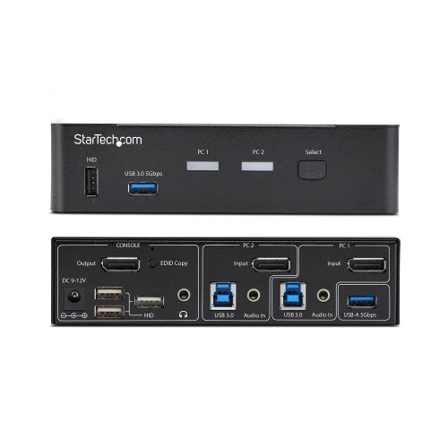 StarTech.com 2-Port DisplayPort KVM Switch, 4K 60Hz, DP 1.2, EDID Management, 2-Port USB 3.0 Hub, 4x USB HID Ports, TAA Compliant