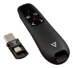 V7 WP500C Wireless Presenter Dual USB-C + USB-A - 2.40 GHz RF - Black - Red Laser Pointer - 5 Button(s) - Wireless - Radio Frequency - USB - Storable USB Receiver slot