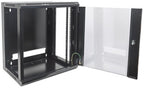 Intellinet 19" Network Cabinet - Wall Mount (Standard), 12U, 600mm Deep, Black, Flatpack, Max 60kg, Suitable also for use on desk or floor, Usable Depth 410mm, Metal & Glass Door, Back Panel, Removeable Sides, Parts for wall install (eg screws/rawl plugs)