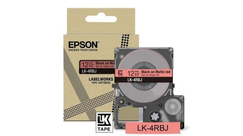 Epson C53S672071/LK-4RBJ DirectLabel-etikettes black on red matt 12mm x 8m for Epson LabelWorks LW-C 410/610