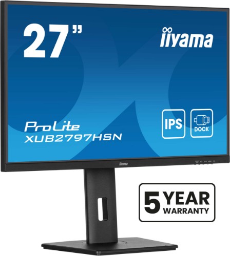 iiyama ProLite 27" IPS technology panel with USB-C dock and RJ45 (LAN)