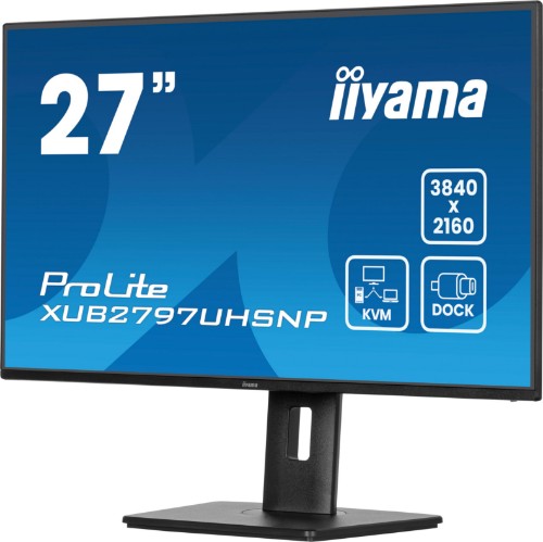 iiyama ProLite 27’’ 4K IPS technology panel with RJ45 (LAN), KVM Switch and USB-C Dock with 96W power delivery