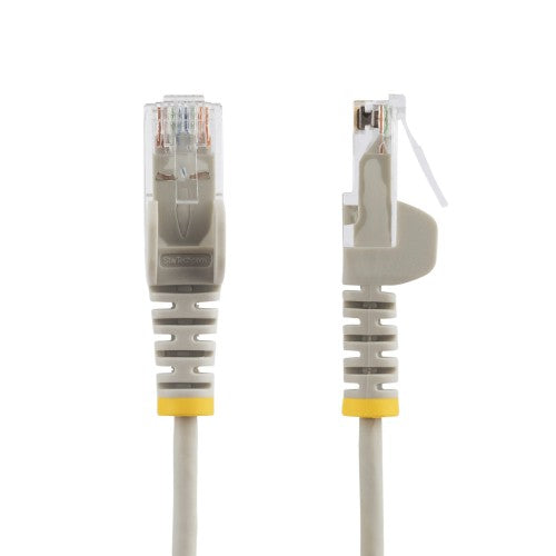 StarTech.com 1m Gray Slim CAT6 Cable, 10 Pack, Snagless, 100W PoE, UTP, LSZH, 28AWG Pure Bare Copper Wire, Slim RJ45 Network Patch Cord w/Strain Reliefs, Individually Tested