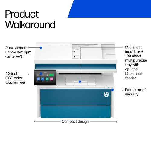 HP LaserJet Pro 4113fdn Black and white Printer, Ethernet Only; Copier, Scanner; Duplex