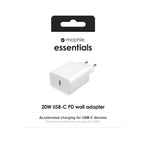 mophie essentials 20W USB-C PD wall adapter Universal White AC Fast charging Indoor