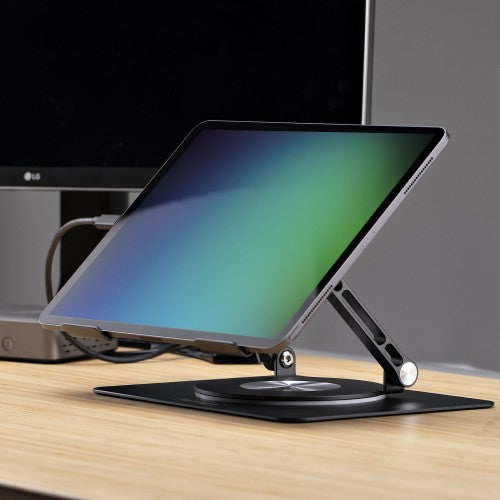 StarTech.com Rotating Laptop Stand, 360 Swivel, Ergonomic Desk Riser for Computer, Elevated Tray w/ Adjustable Tilt, Max 11lb/5kg, Aluminum Build, Portable Design