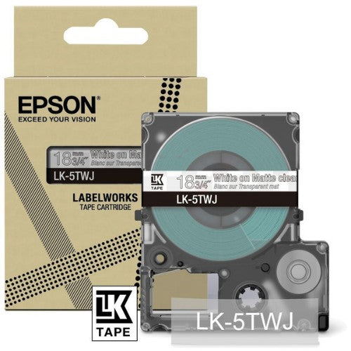 Epson C53S672069/LK-5TWJ DirectLabel-etikettes white on Transparent matt 18mm x 8m for Epson LabelWorks LW-C 410/610