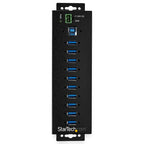 StarTech.com 10-Port USB 3.0 Hub with Power Adapter - Metal Industrial USB-A Hub with ESD & 350W Surge Protection - Din/Wall/Desk Mountable - High Speed USB 3.2 Gen 1 (5Gbps) Hub - TAA