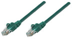 Intellinet Network Patch Cable, Cat5e, 0.25m, Green, CCA, U/UTP, PVC, RJ45, Gold Plated Contacts, Snagless, Booted, Lifetime Warranty