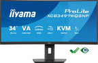 iiyama ProLite 34’’ UWQHD curved monitor with USB-C dock, LAN, KVM switch and 15cm height adjustable stand