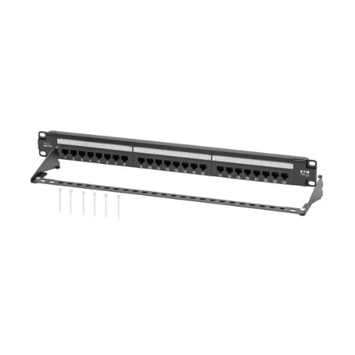 Tripp Lite N252-P24 Cat6 24-Port Patch Panel - PoE+ Compliant, 110/Krone, 568A/B, RJ45 Ethernet, 1U Rack-Mount, TAA