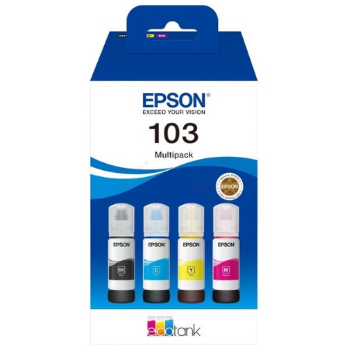 Epson C13T00S64A/103 Ink bottle multi pack Bk,C,M,Y, 4x4.5K pages 70ml Pack=4 for Epson L 1110