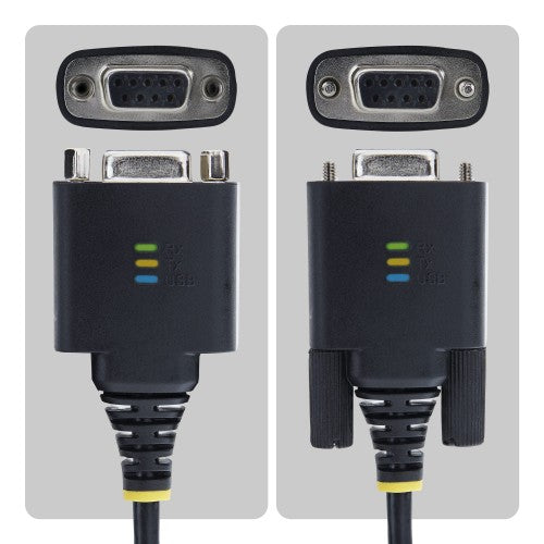 StarTech.com 6.6ft (2m) USB-C to Null Modem Serial Adapter Cable, COM Retention, FTDI, Type-C to Female DB9 RS232, Status LEDs, Interchangeable DB9 Screws and Nuts