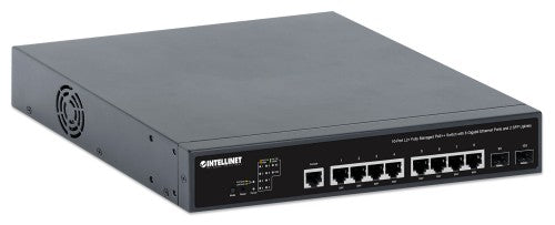 Intellinet 10-Port L2+ Fully Managed PoE++ Switch with 8 Gigabit Ethernet Ports and 2 SFP Uplinks (with UK power cord)