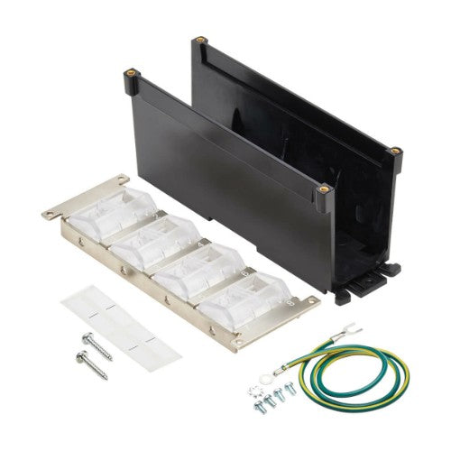 Tripp Lite N063-008-ENC 8-Port Metal DIN-Rail Mounting Keystone Patch Panel with Grounding, Black/Silver, TAA